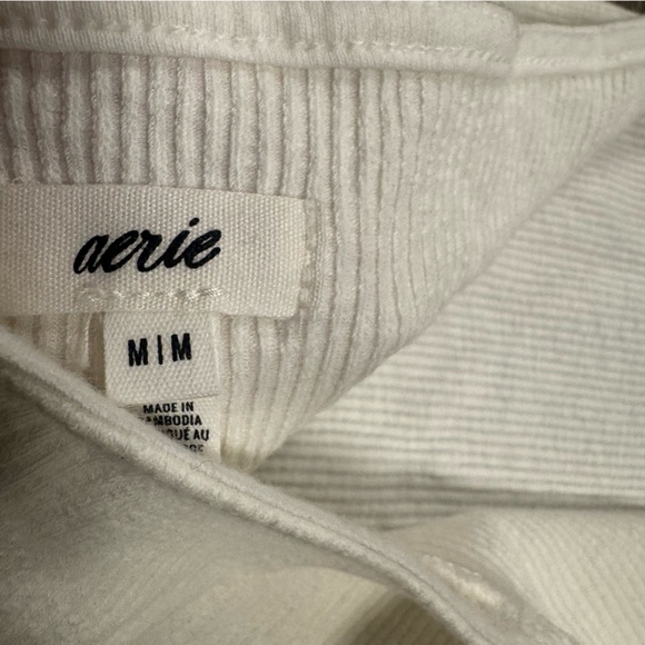 Aerie White Ribbed Short Sleeve Shirt Open Back Size Medium NWT - Picture 8 of 9